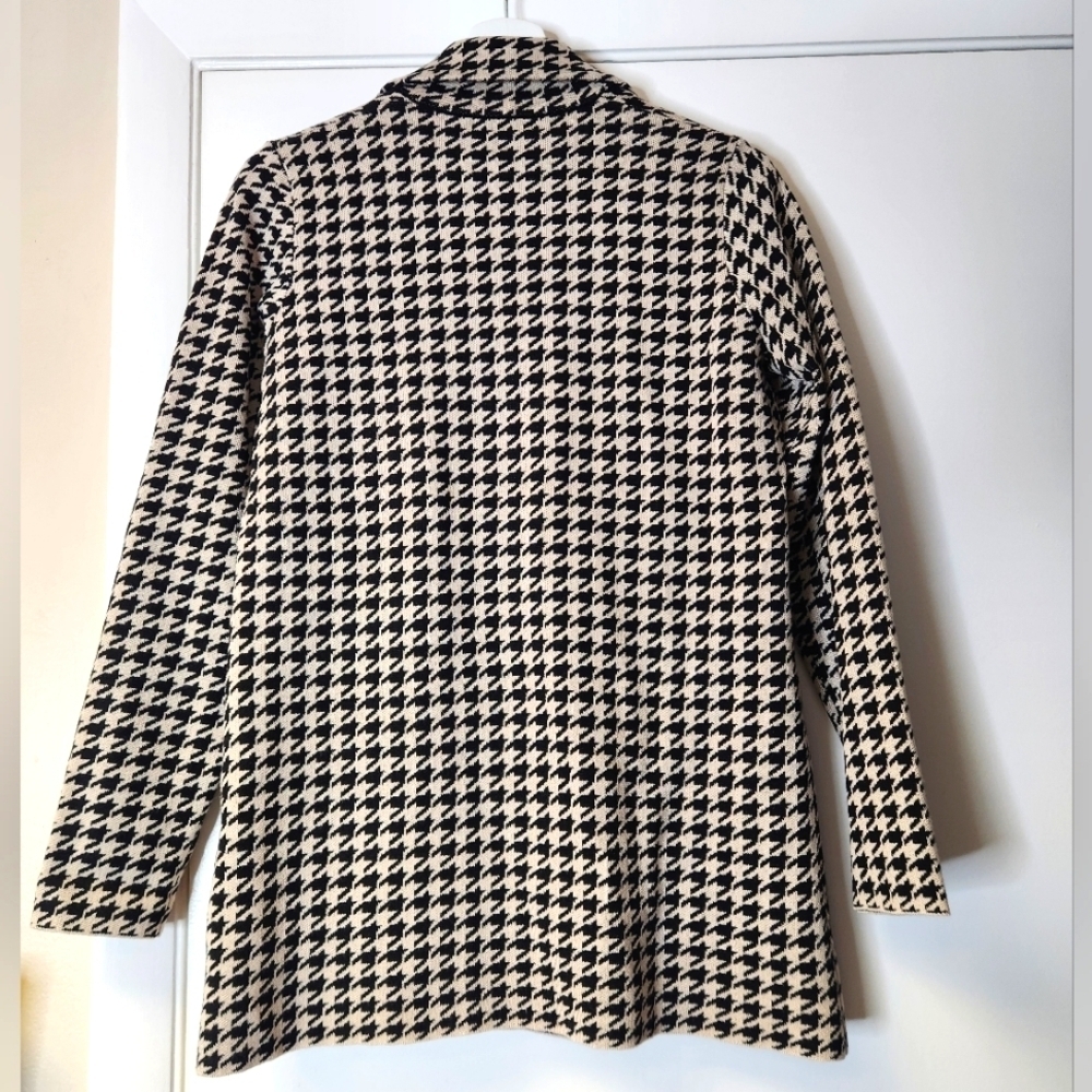 Max Studio Vintage Knit Black Houndstooth Unconstructed Blazer In Cream Black S. - Picture 13 of 16